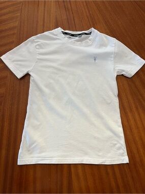 All Saints White Short Sleeve Crewneck Tee with Small Logo